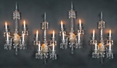 Osler & Faraday Ltd, Set of Four Crystal Wall-Lights, France, circa 1950