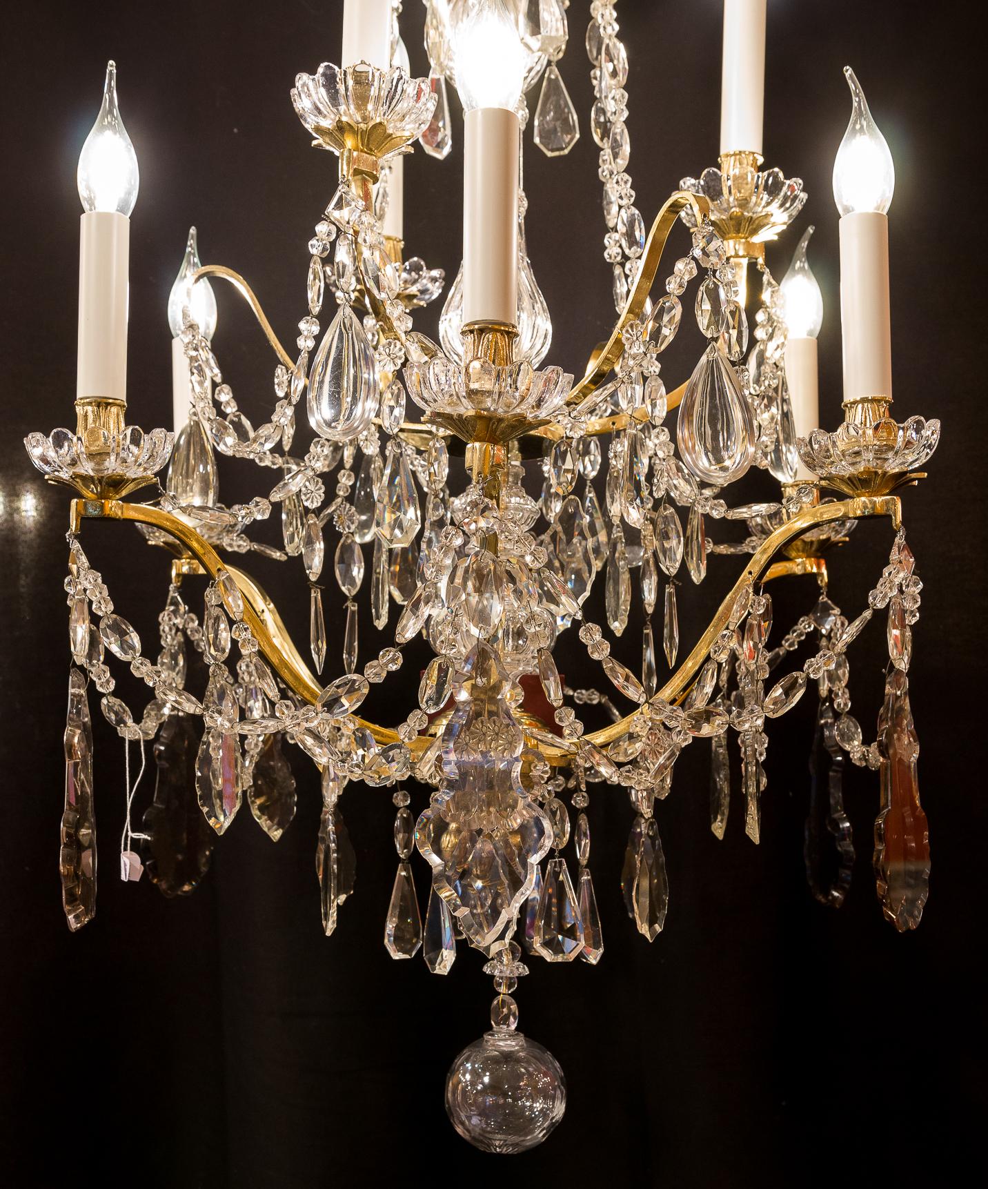 Baccarat Marie-Antoinette Style Gilt-Bronze & Cut Crystal Chandelier, circa 1890 7