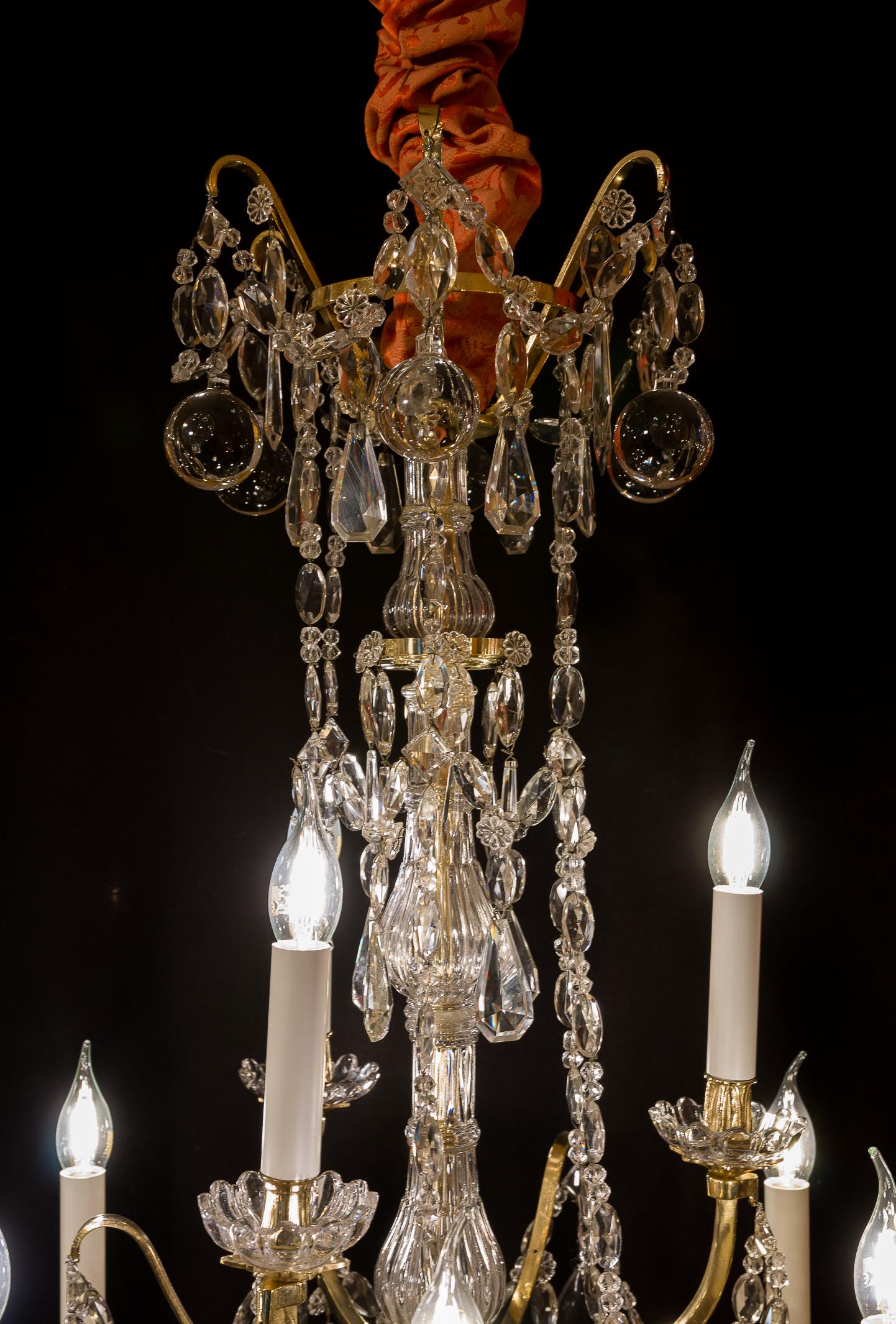 French Baccarat Marie-Antoinette Style Gilt-Bronze & Cut Crystal Chandelier, circa 1890