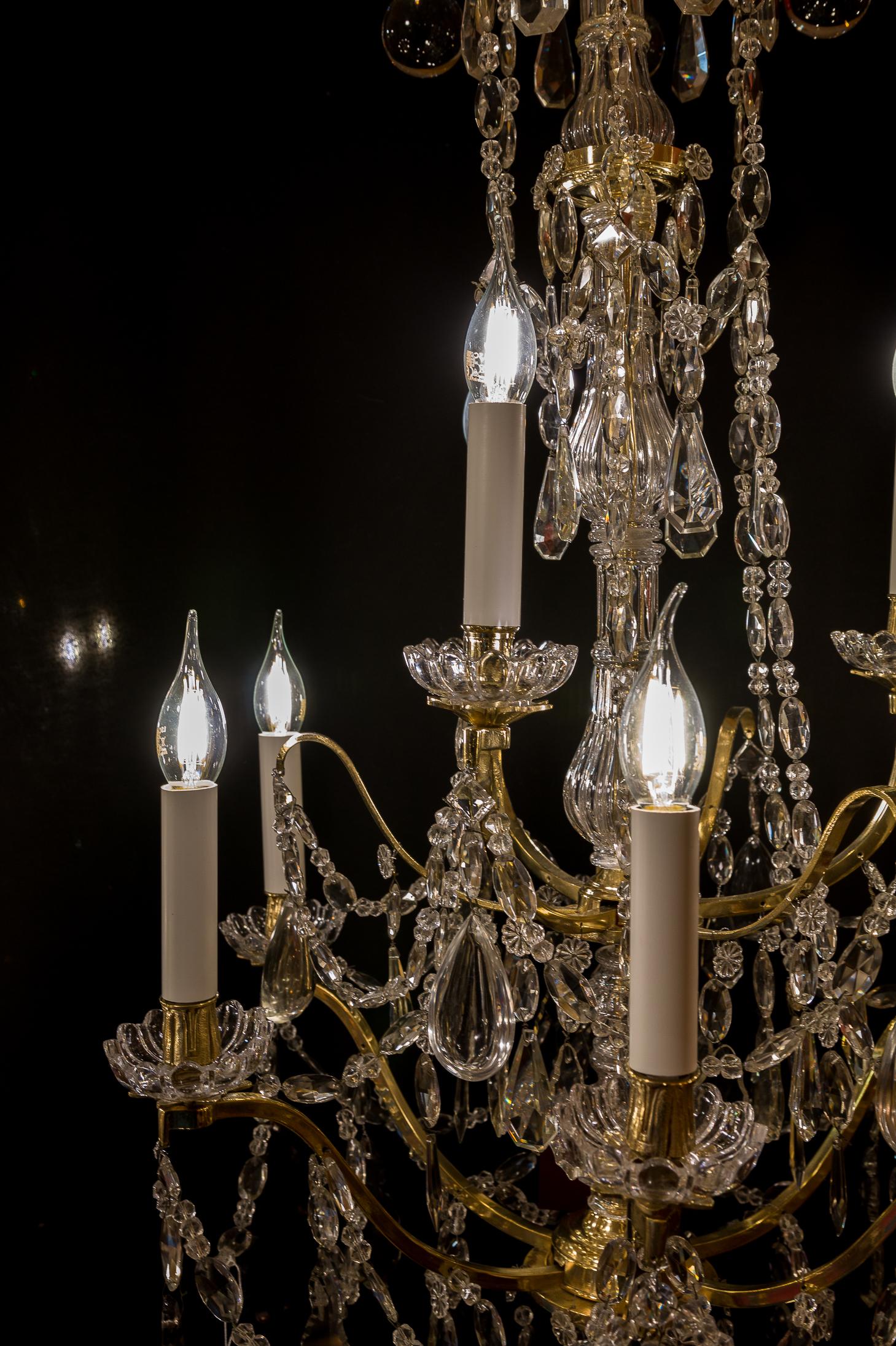 Baccarat Marie-Antoinette Style Gilt-Bronze & Cut Crystal Chandelier, circa 1890 In Good Condition In Saint Ouen, FR