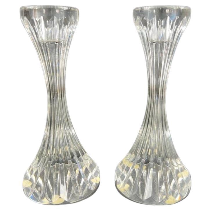 Baccarat Massena Art Deco Style Crystal Candlestick or Candleholder , a Pair For Sale