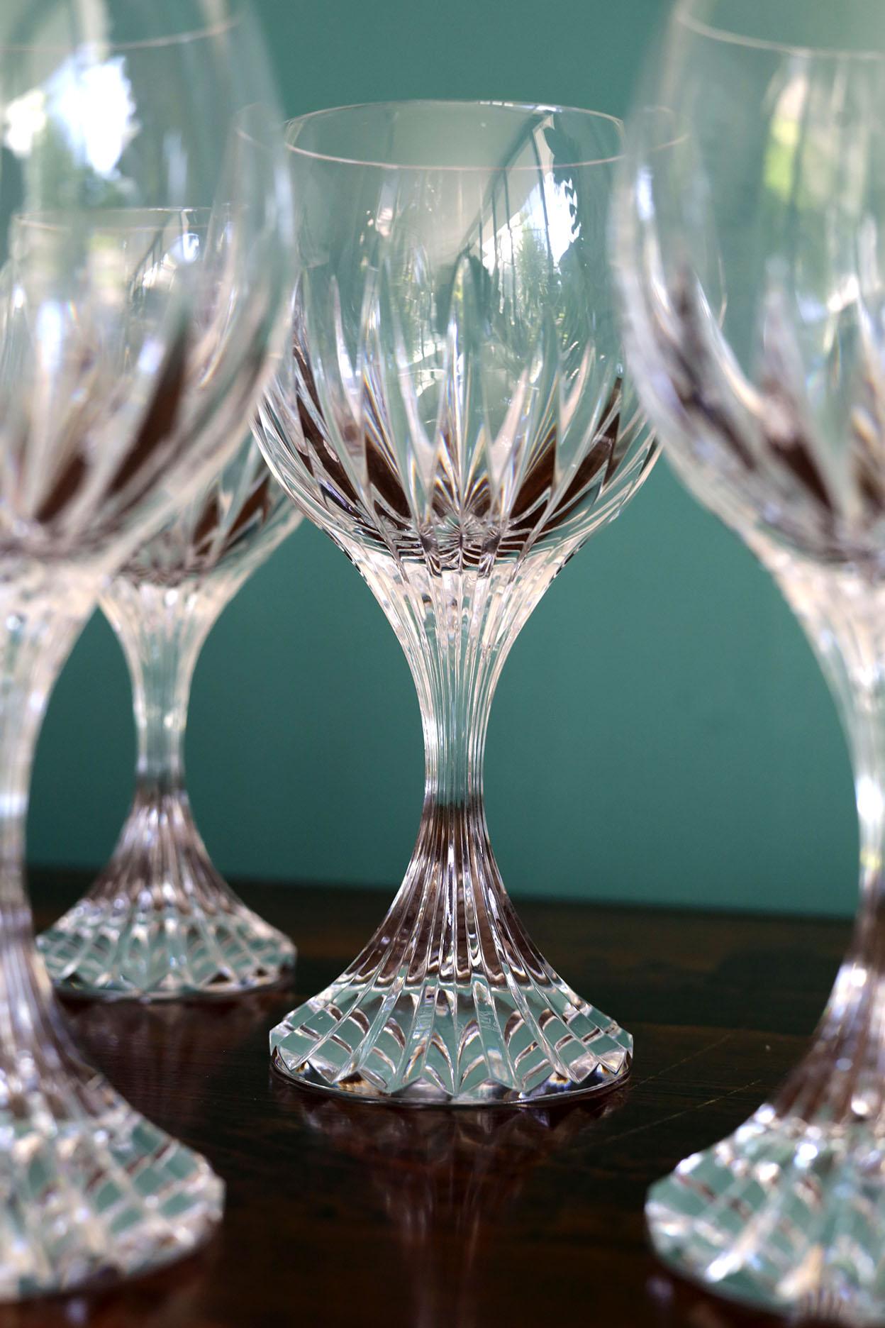 Fin du 20e siècle Ensemble de 6 verres à vin blancs en cristal « Massena » de Baccarat en vente