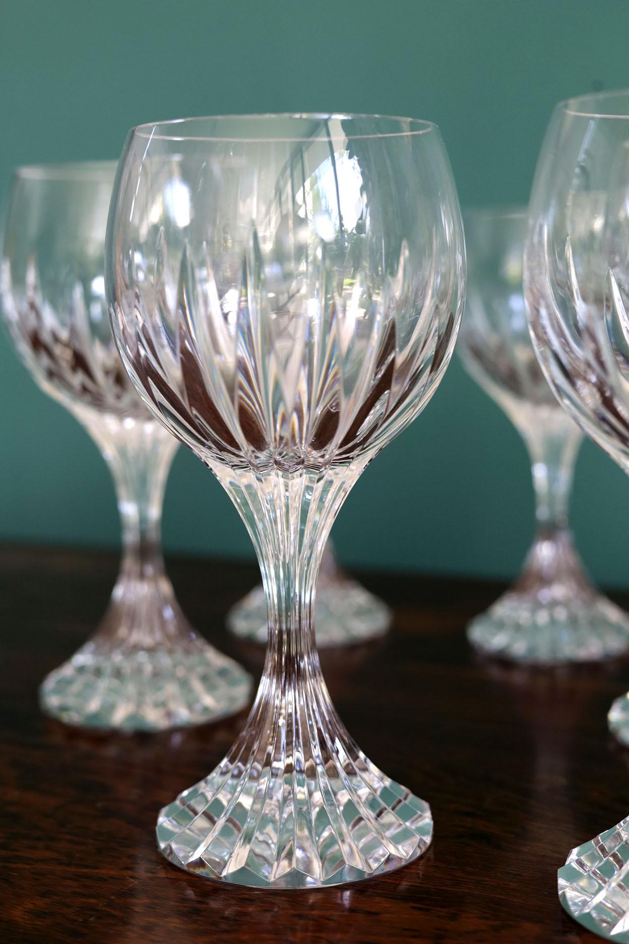 Cristal Ensemble de 6 verres à vin blancs en cristal « Massena » de Baccarat en vente