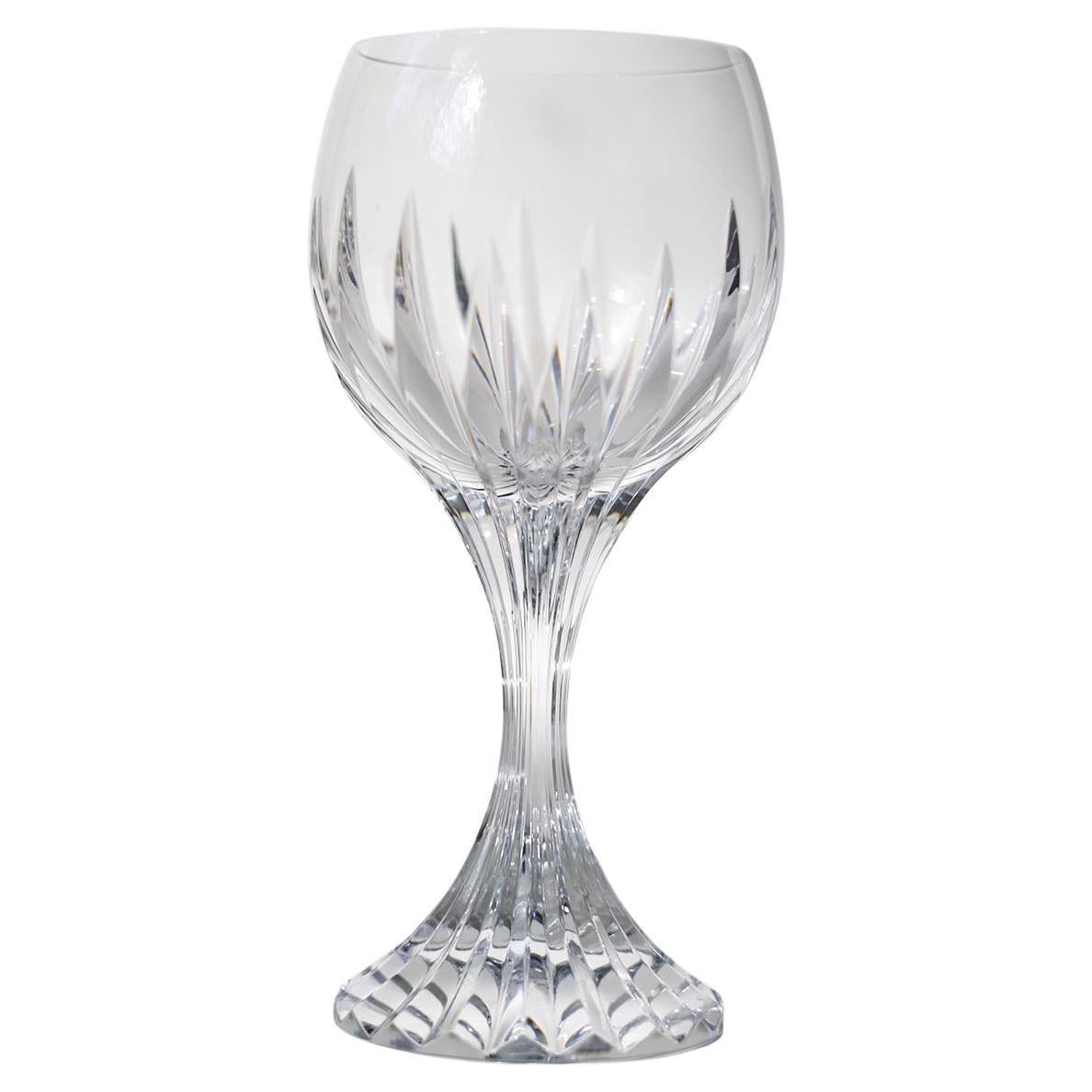 Set of nine Godinger King Louis Pattern Cut Crystal Hock Wine Glasses