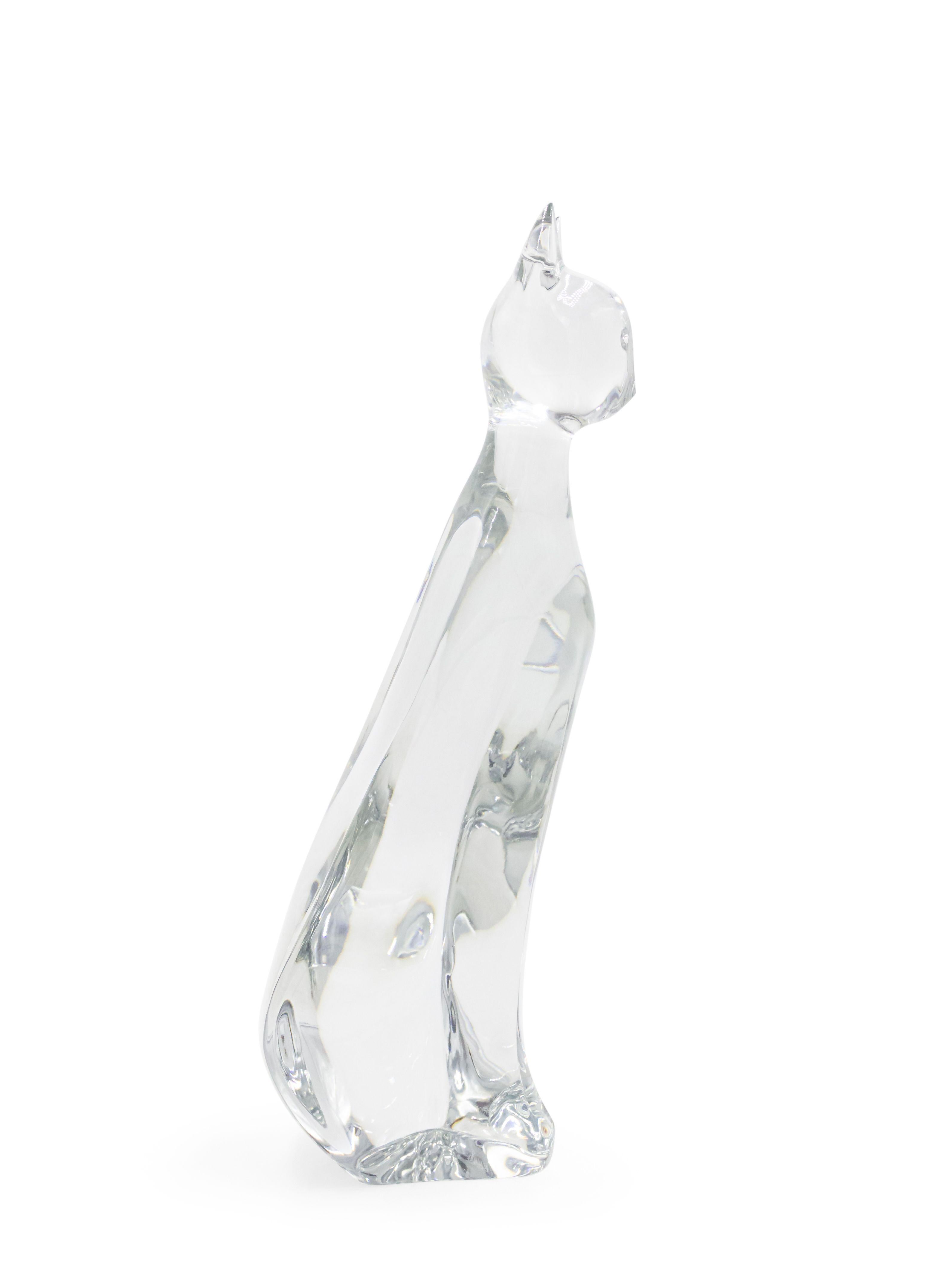 Mid-Century Modern Baccarat Mid-Century Crystal Cat