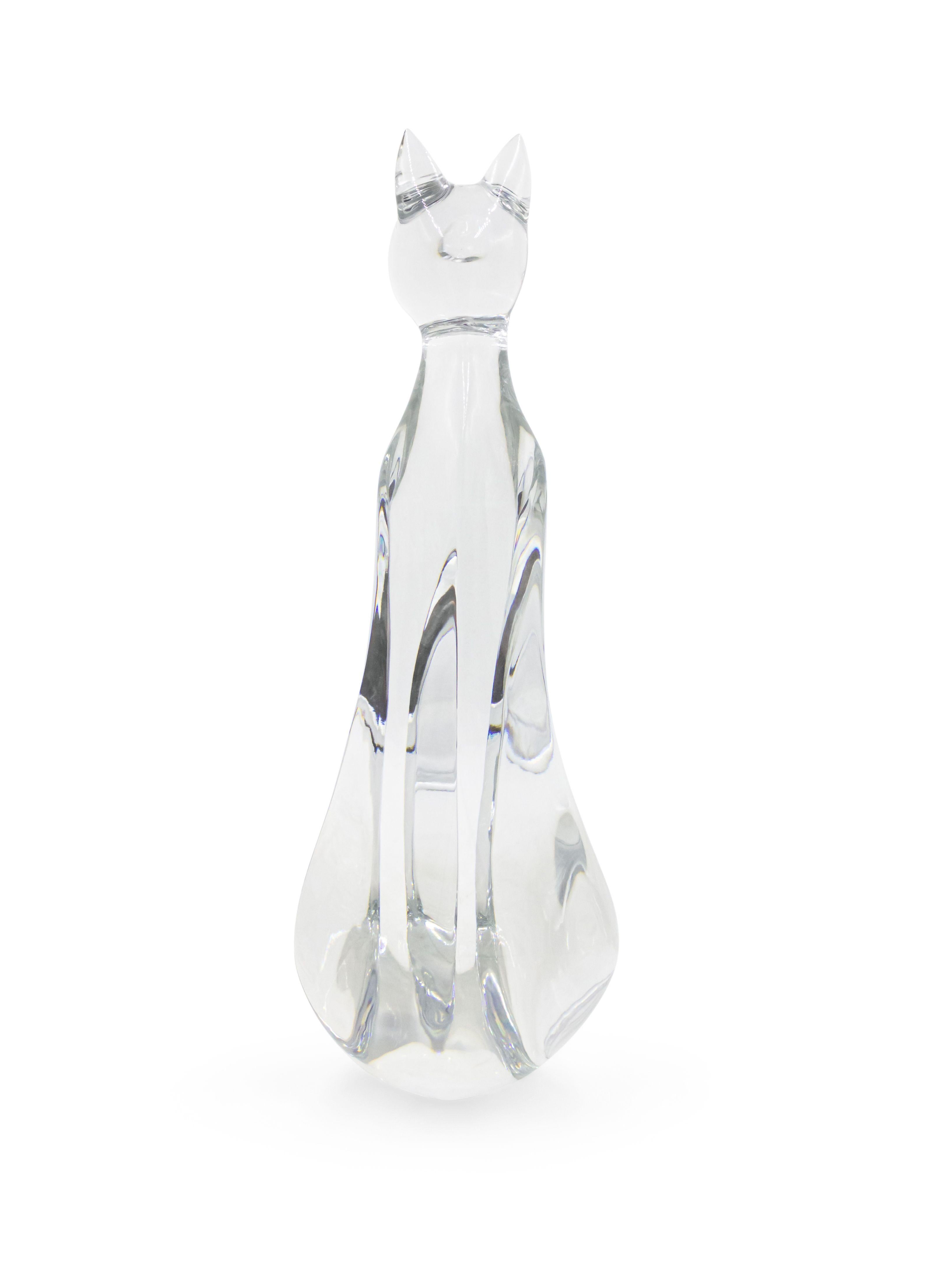 Baccarat Mid-Century Crystal Cat In Good Condition In Queens, NY