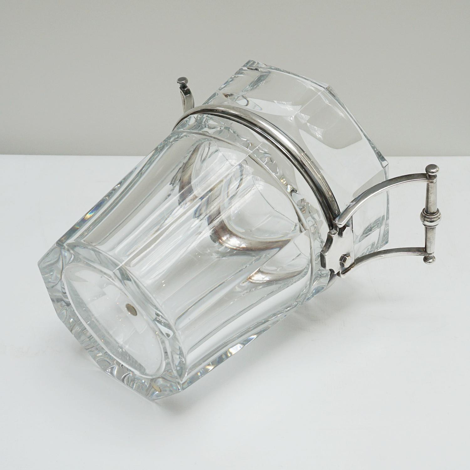 Baccarat Mid-Century Crystal Glass and Silver Plate Wine Cooler 3