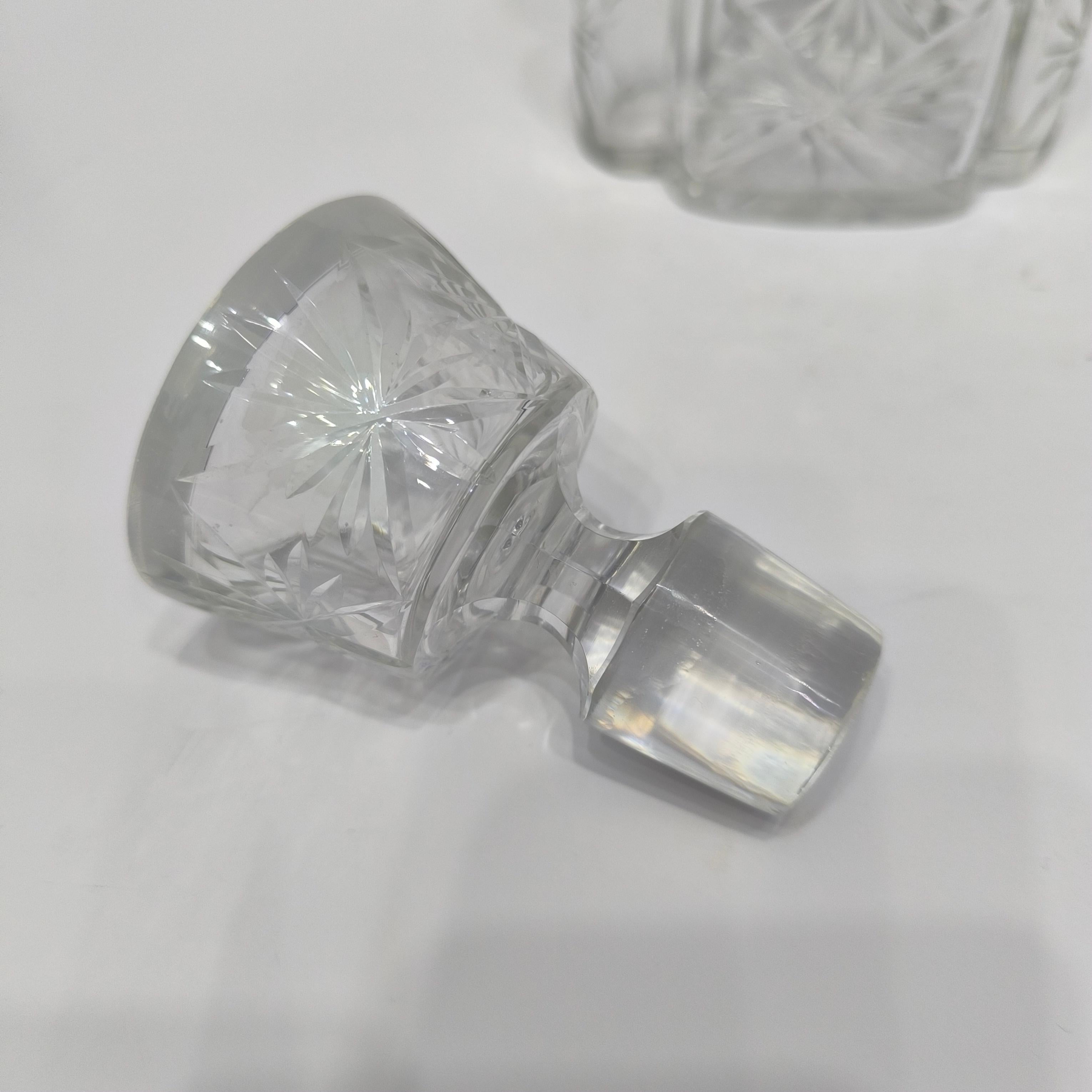 Baccarat Mid-Century Französisch Kristall Dekanter Flasche mit Silber Hals, 1930 im Angebot 4
