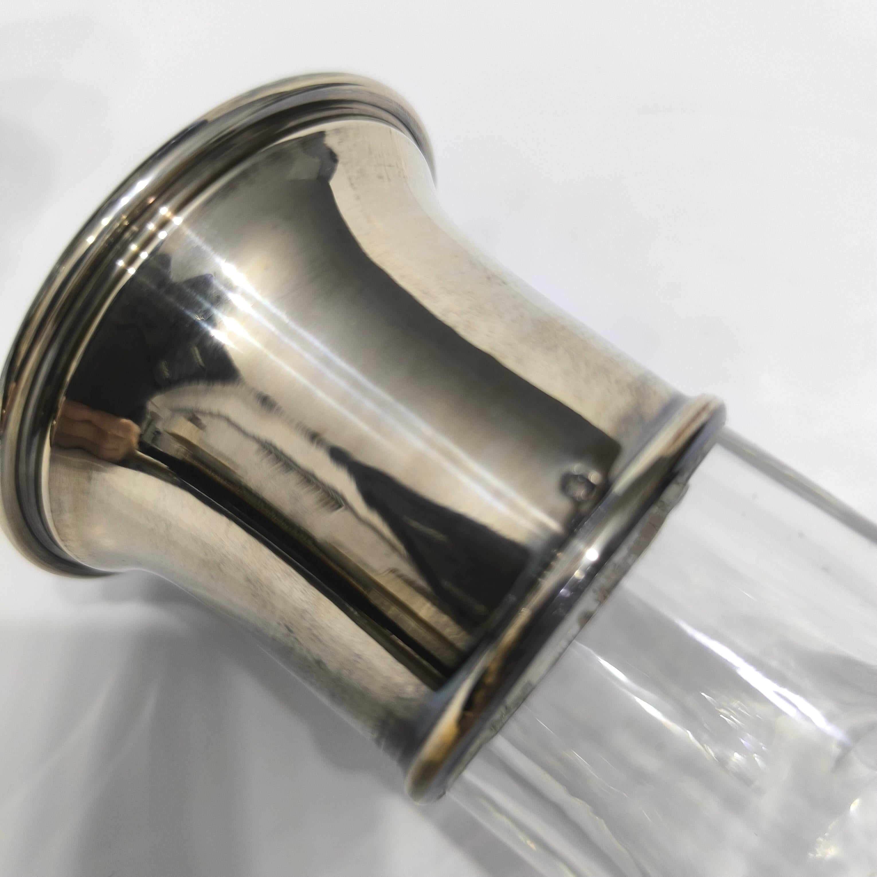 Baccarat Mid-Century Französisch Kristall Dekanter Flasche mit Silber Hals, 1930 im Angebot 5