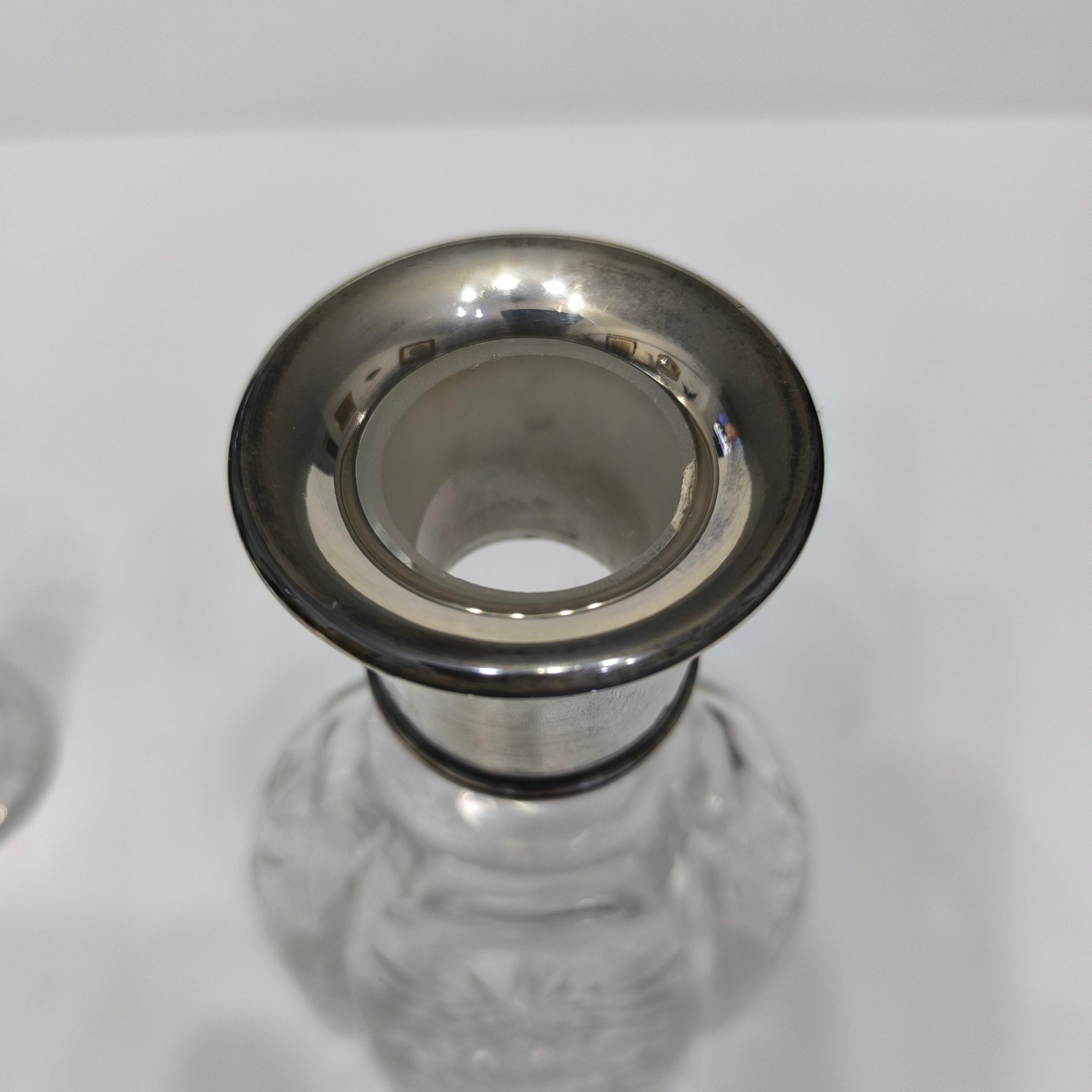 Baccarat Mid-Century Französisch Kristall Dekanter Flasche mit Silber Hals, 1930 im Angebot 6