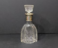 Baccarat Mid-Century French Crystal Decanter Bottle with Silver Neck, 1930