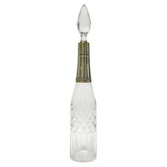 Baccarat Mid-Century French Crystal Decanter Bottle with Silver Neck