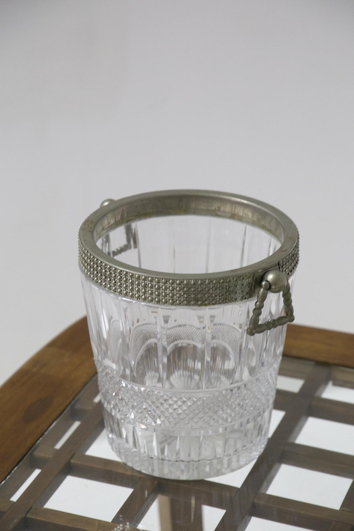 Mid-Century Modern Baccarat Mid-Century Thick Glass Basket For Sale