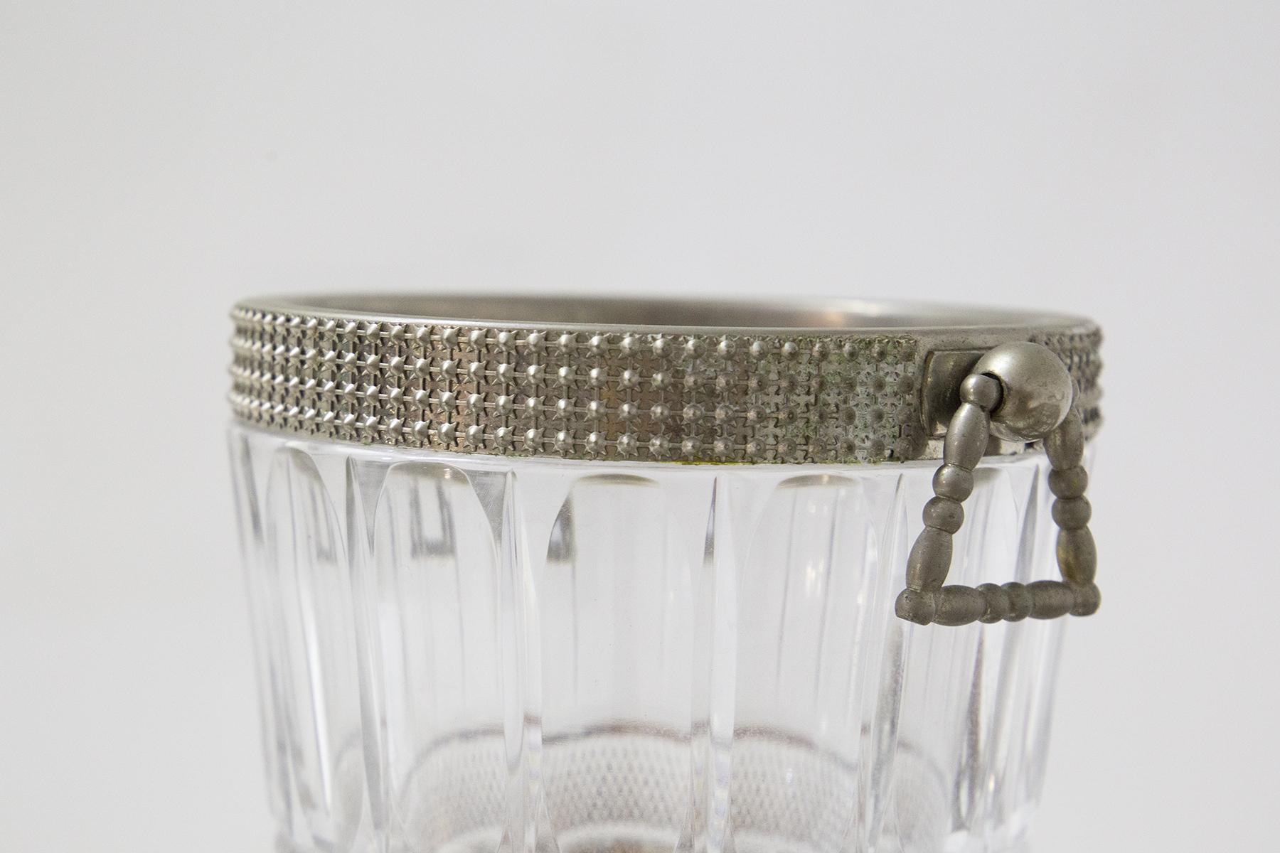 Italian Baccarat Mid-Century Thick Glass Basket For Sale