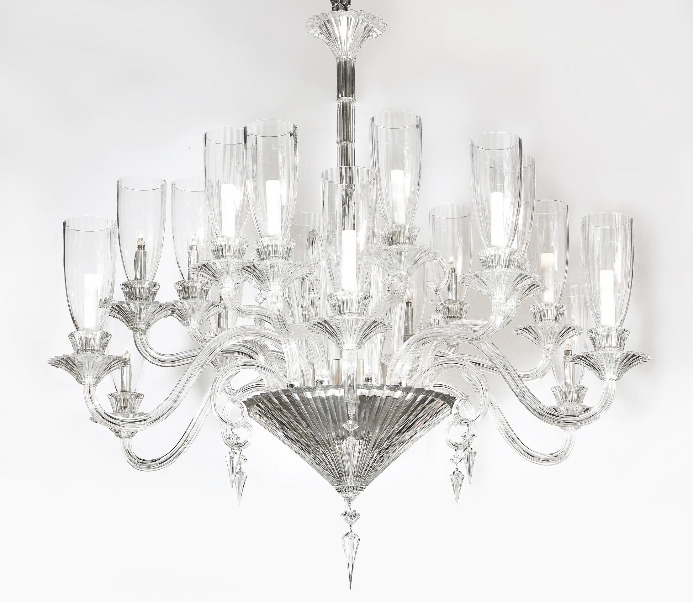Baccarat Mille Nuits 18 light chandelier with original Baccarat Hurricanes

Designed by Mathias. With original certification from Baccarat.


 