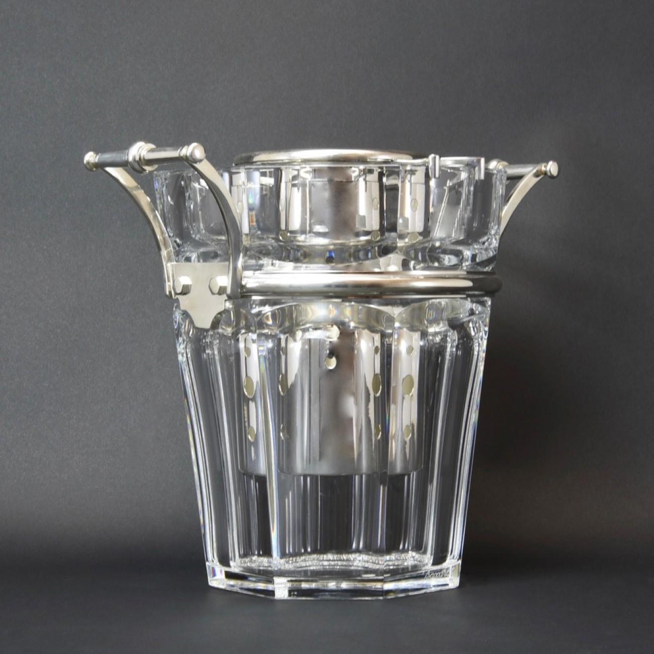 Late 20th Century Baccarat 'Moulin Rouge' Cut Crystal and Silver Plate Wine Cooler, circa 1985