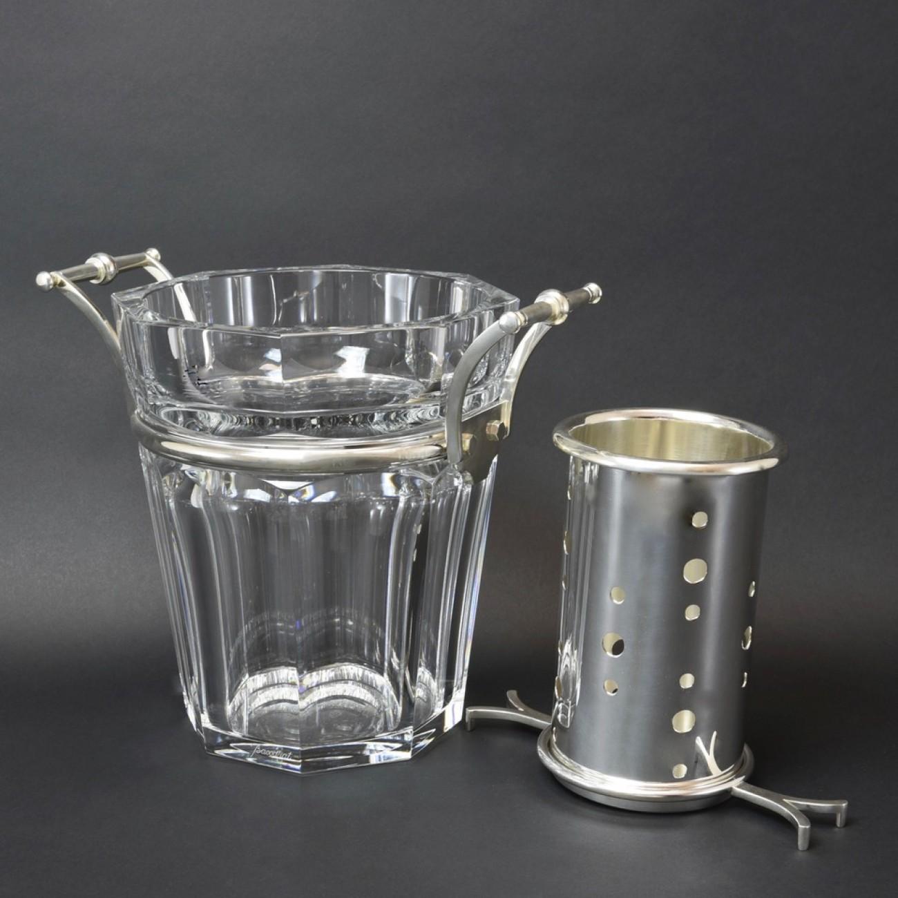Baccarat 'Moulin Rouge' Cut Crystal and Silver Plate Wine Cooler, circa 1985 3