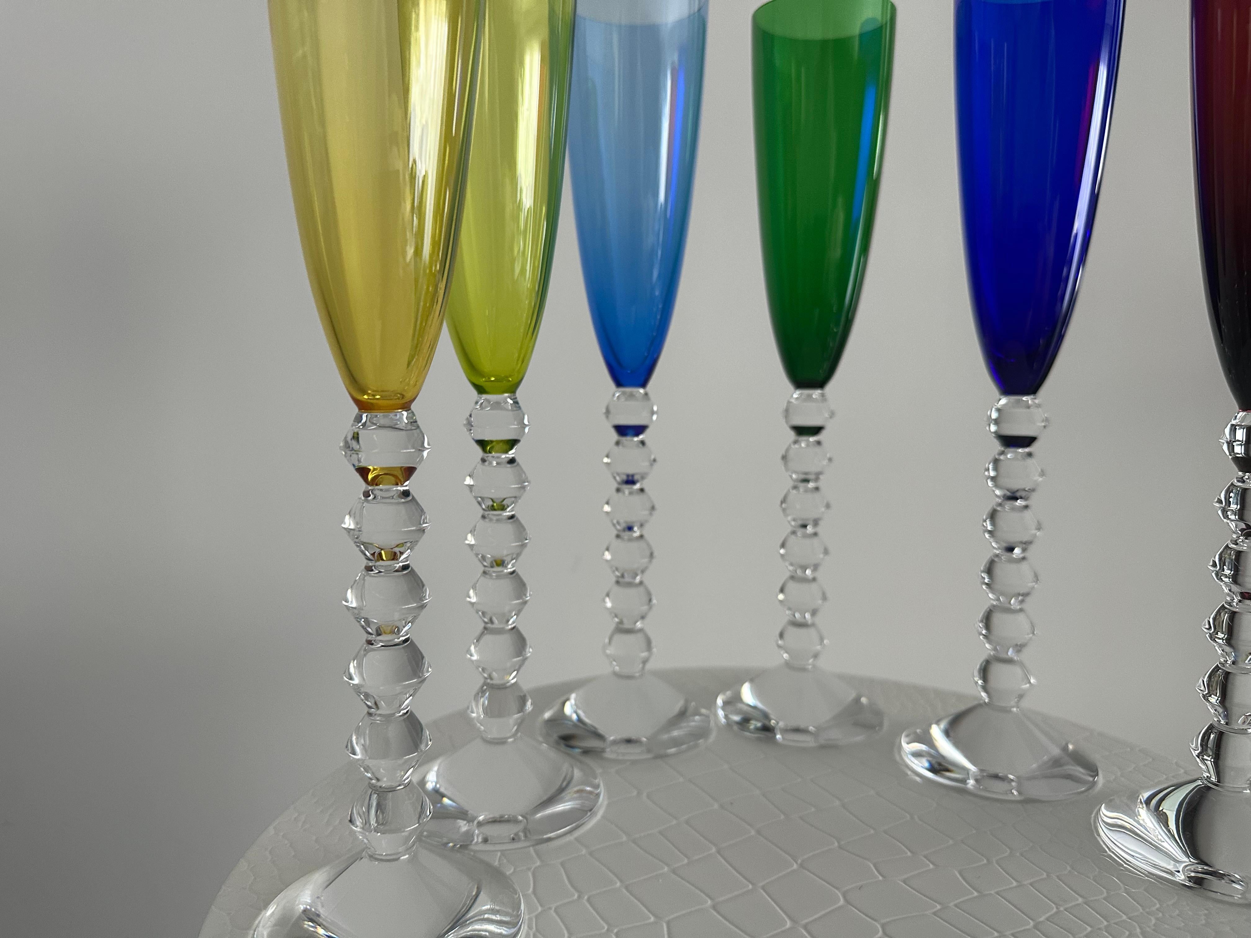 Modern Baccarat Multi-Color Wine Glasses, Set of 6 items in Stock For Sale