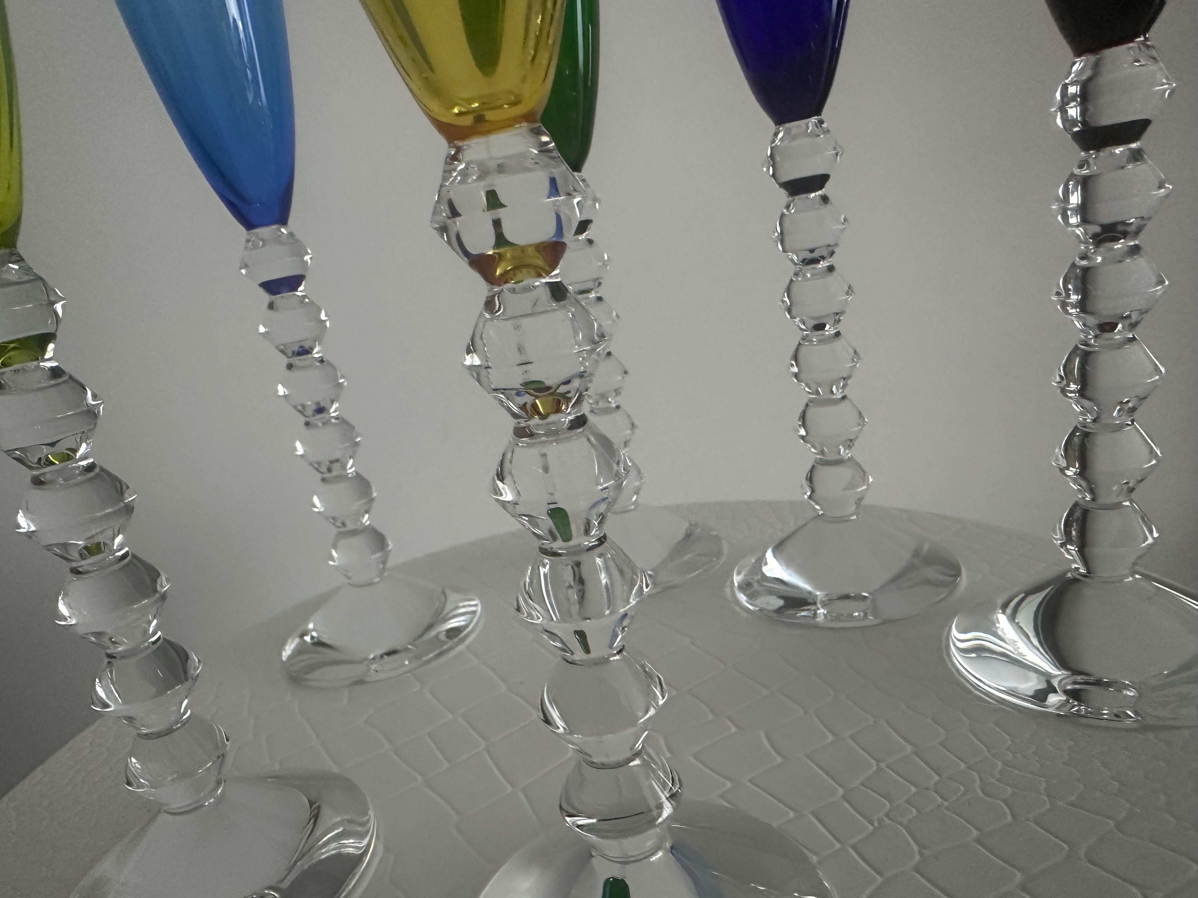 Baccarat Multi-Color Wine Glasses, Set of 6 items in Stock In Excellent Condition For Sale In Hong Kong, HK