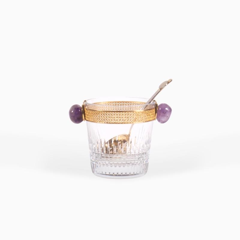 Baccarat Nancy Ice Bucket with Amethyst Handles and Gilt Ladle 4