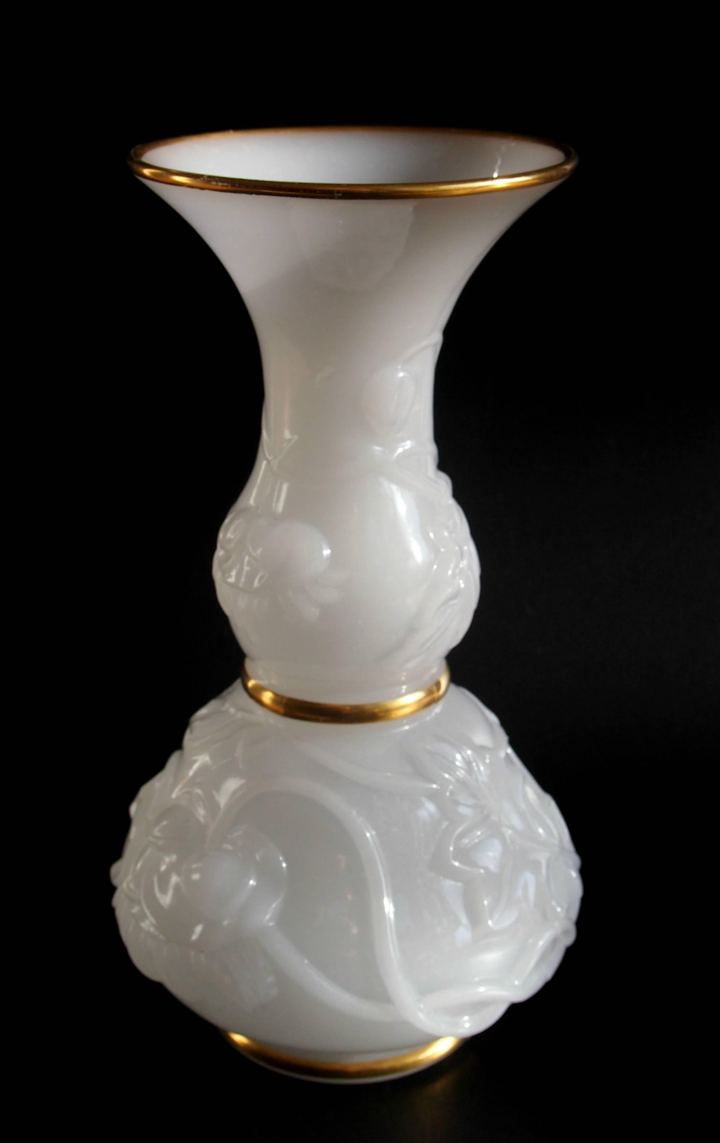 Napoleon III French Baccarat Napolean III Alabaster/Opaline Crystal Glass Vase