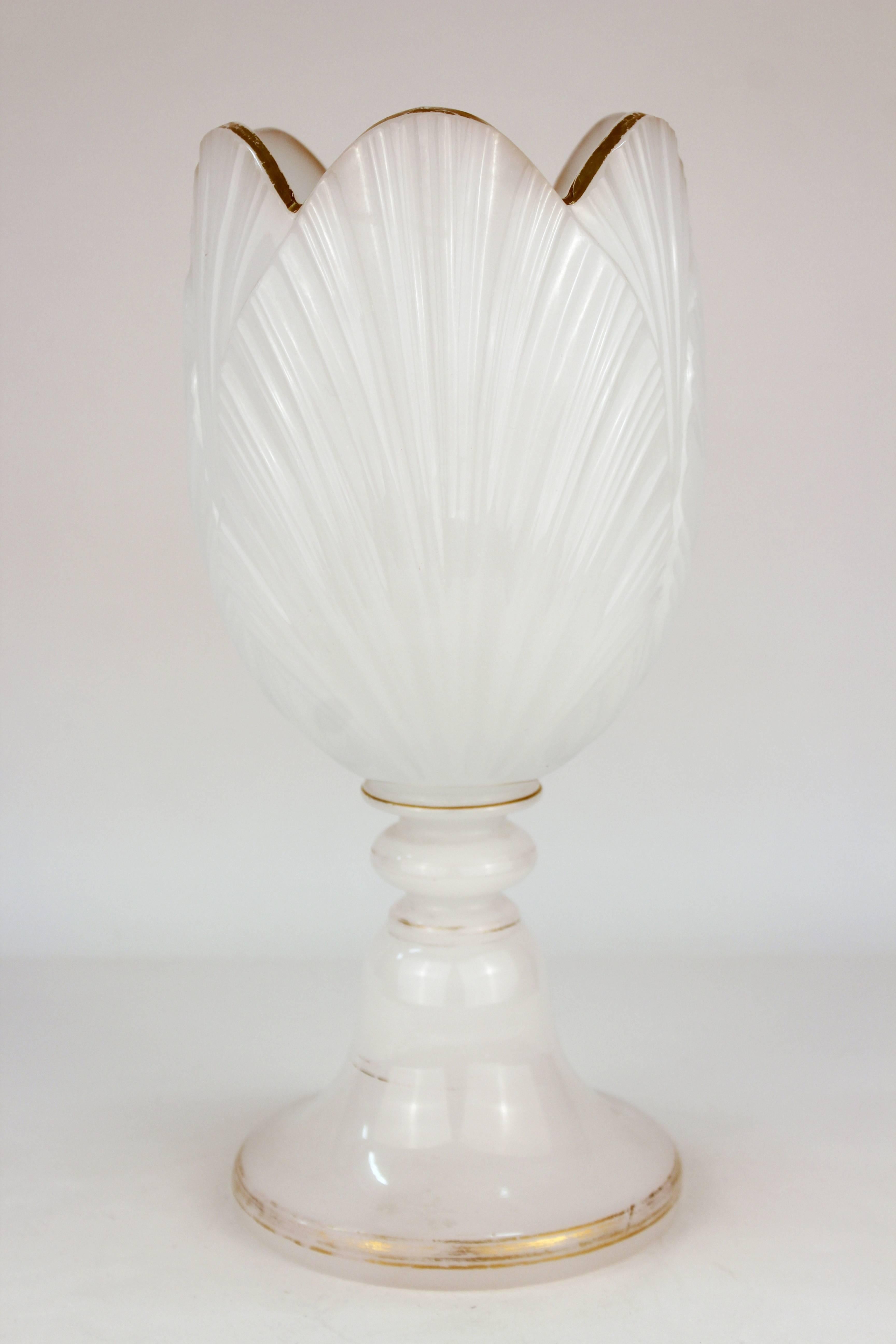 Neoclassical Revival Baccarat Opaline Glass Centerpiece in Tulip Flower Form