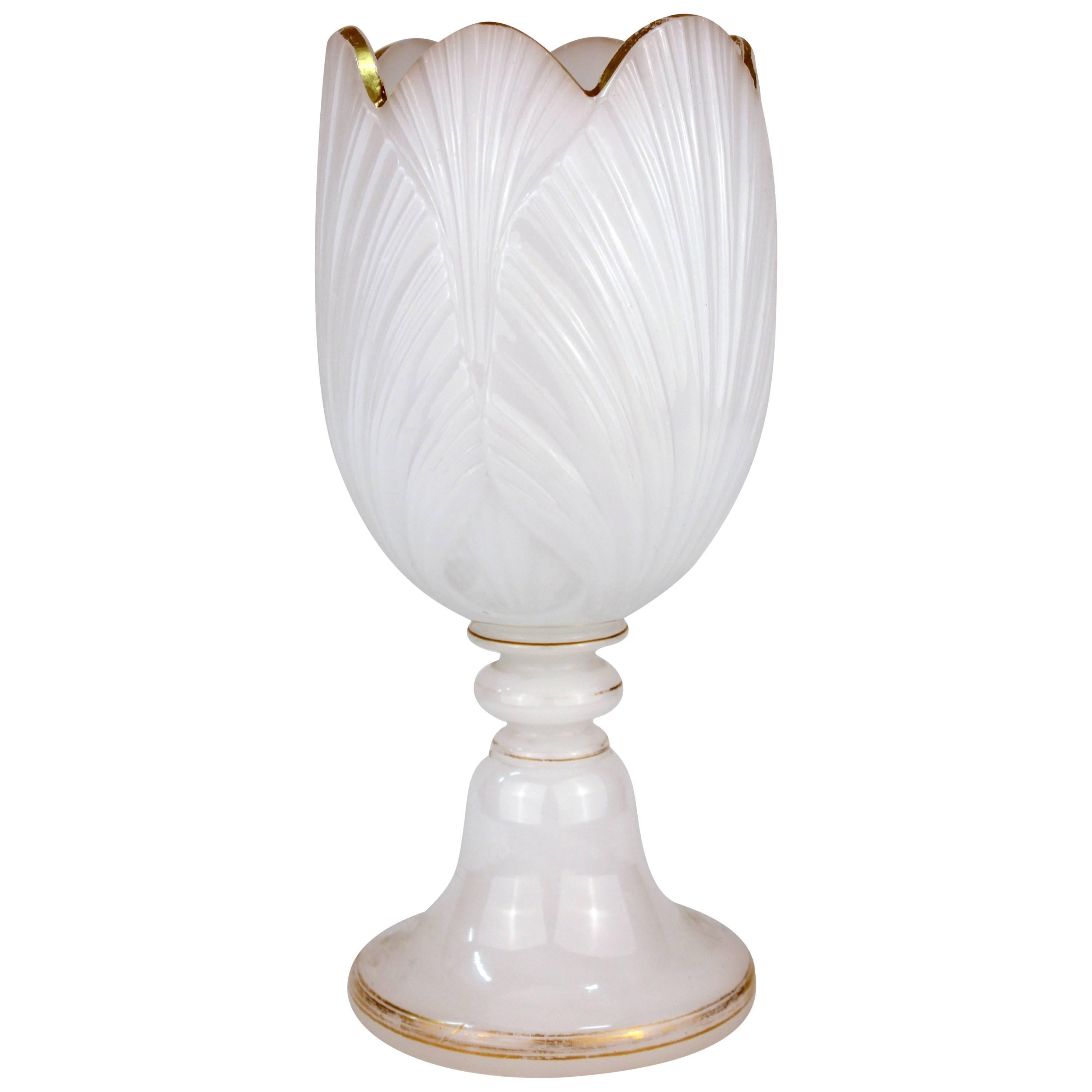 Baccarat Opaline Glass Centerpiece in Tulip Flower Form