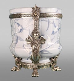 BACCARAT, Opaline Vase with a Poetic Ornamentation and a Silvered Bronze Mount