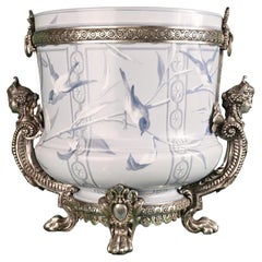 BACCARAT, Opaline Vase with a Poetic Ornamentation and a Silvered Bronze Mount
