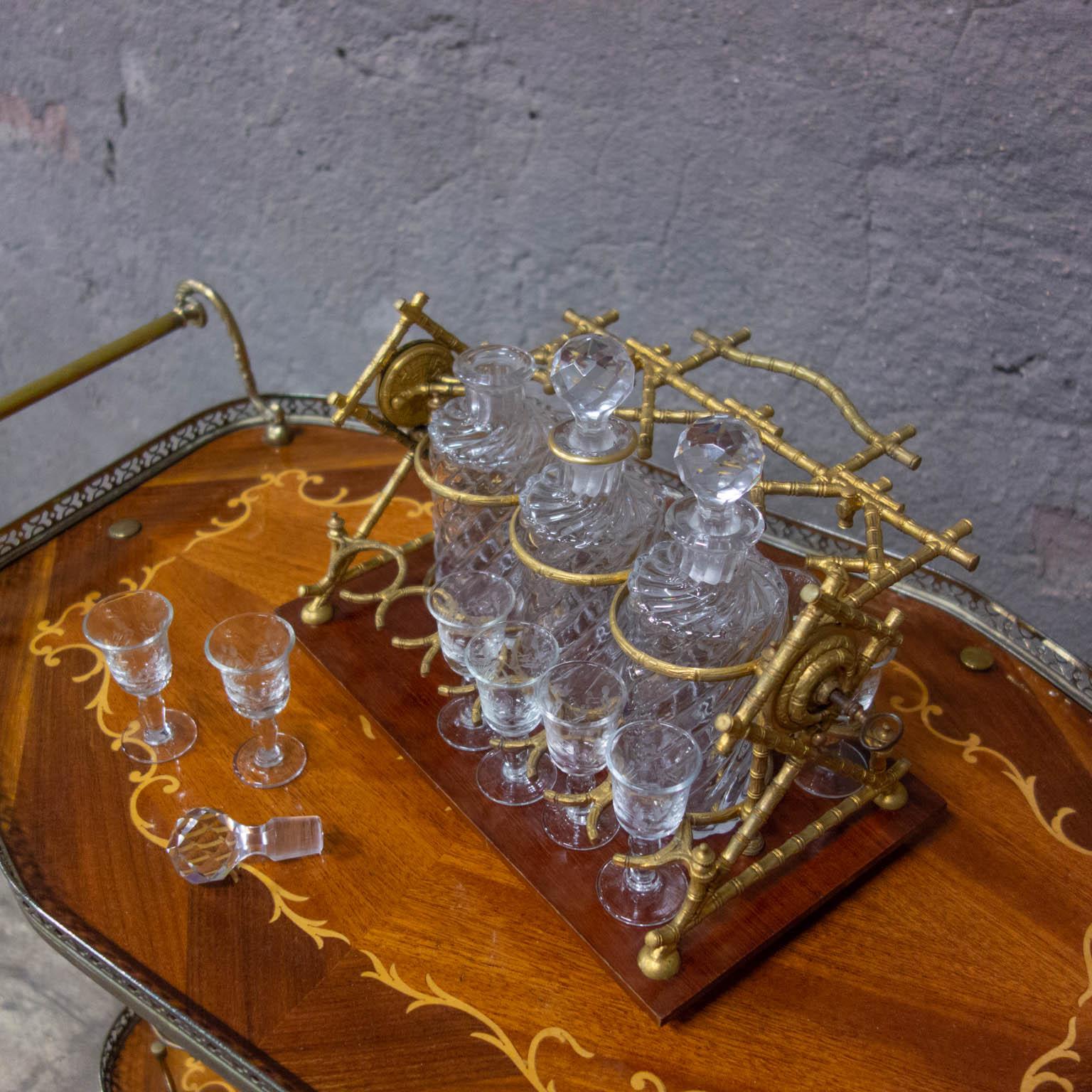 19th Century Baccarat “Open Tantalus” Oriental Crystal Carafe Set, Paris, 1870 For Sale
