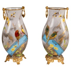 Baccarat, Pair of "Birds" Vases, France, circa 1880