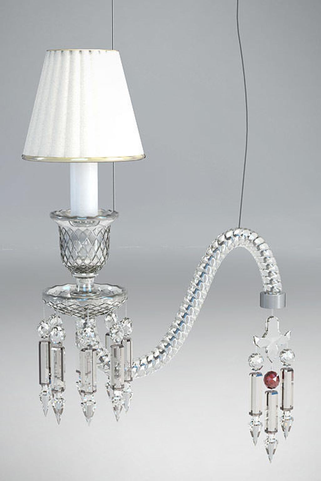 Baccarat Pair of Clear Crystal Ceiling Lamps by Arik Levy Design 3