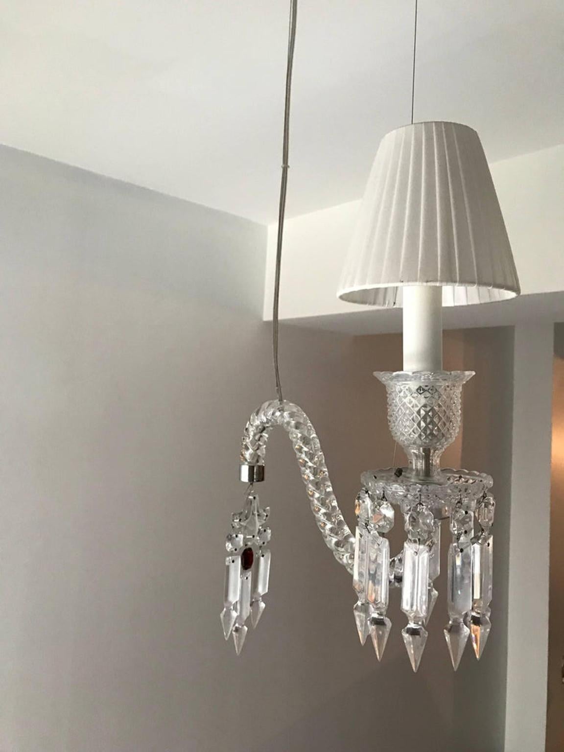 Baccarat Pair of Clear Crystal Ceiling Lamps by Arik Levy Design 4