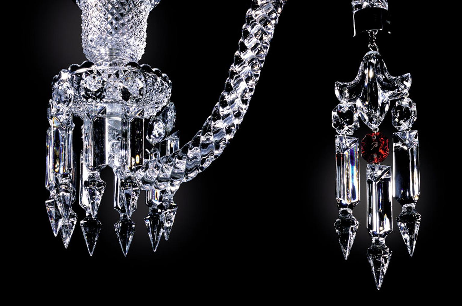 Baccarat Pair of Clear Crystal Ceiling Lamps by Arik Levy Design 1