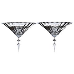 Baccarat Pair of Clear Crystal Wall Lights Sconces Mille Nuits Modern Design