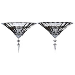Baccarat Pair of Clear Crystal Wall Lights Sconces Mille Nuits Modern Design