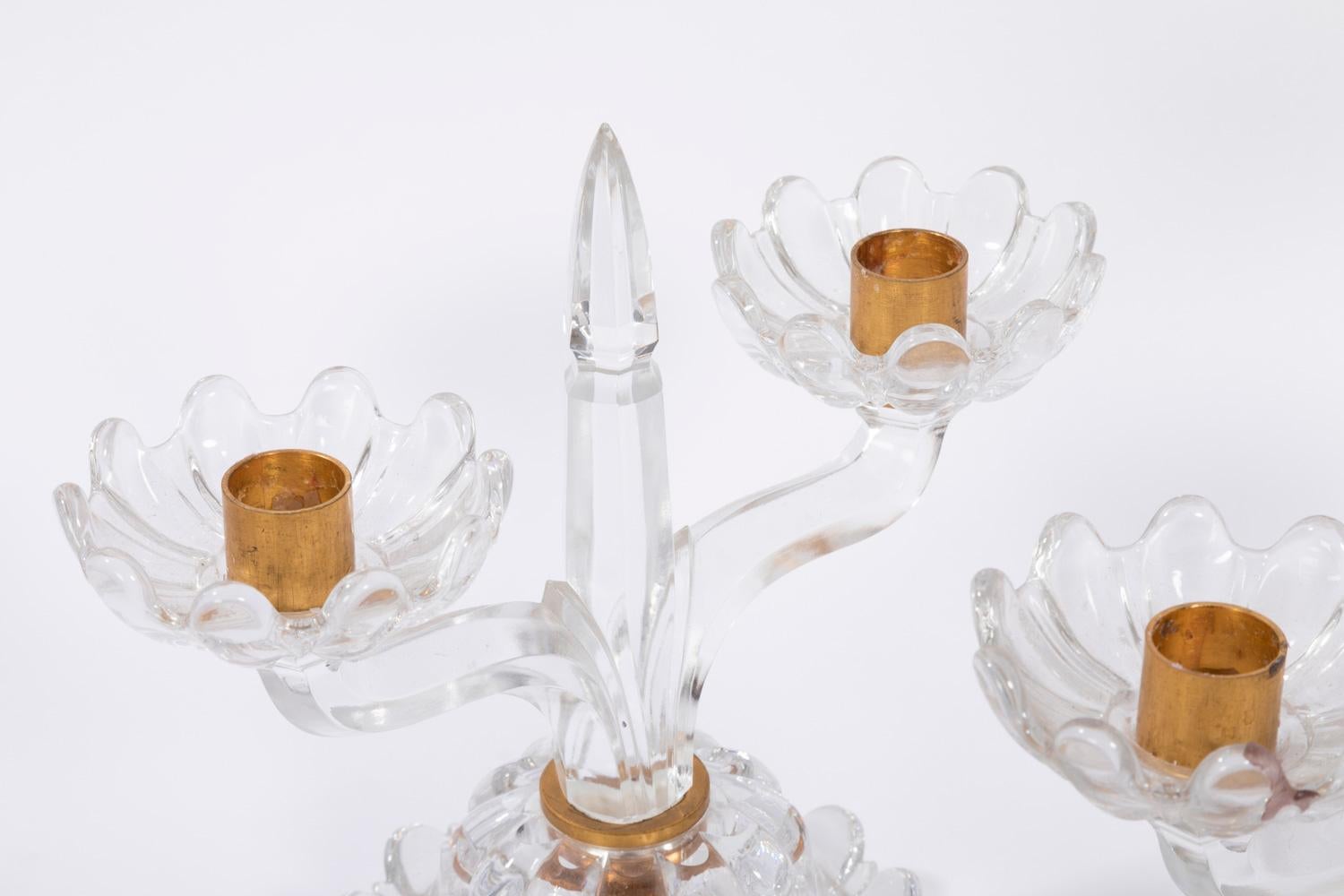 Gilt Baccarat, Pair of Crystal Candlesticks, 1950s