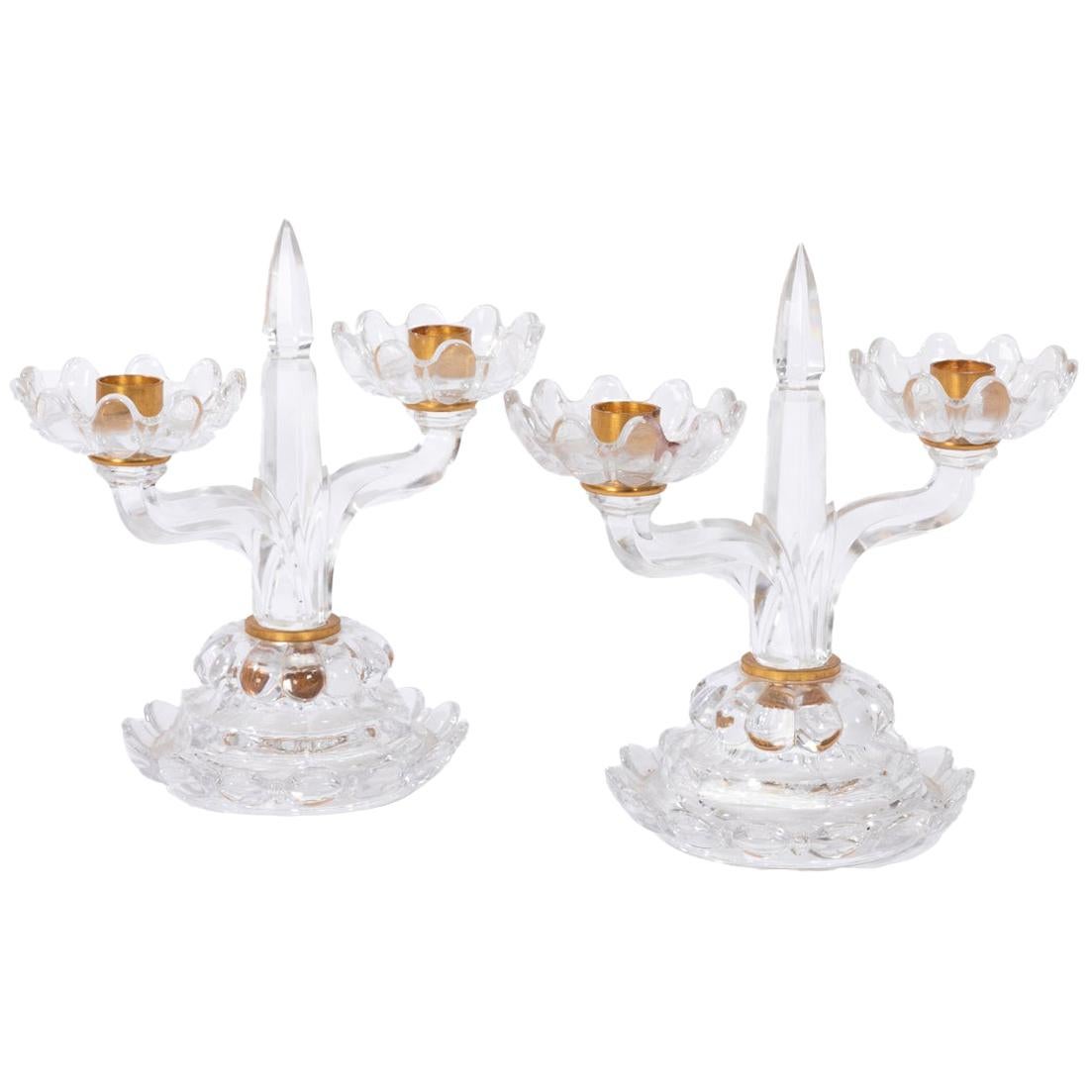 Baccarat, Pair of Crystal Candlesticks, 1950s