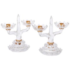 Vintage Baccarat, Pair of Crystal Candlesticks, 1950s