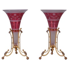 BACCARAT, Pair of Mounted Vases, circa 1878