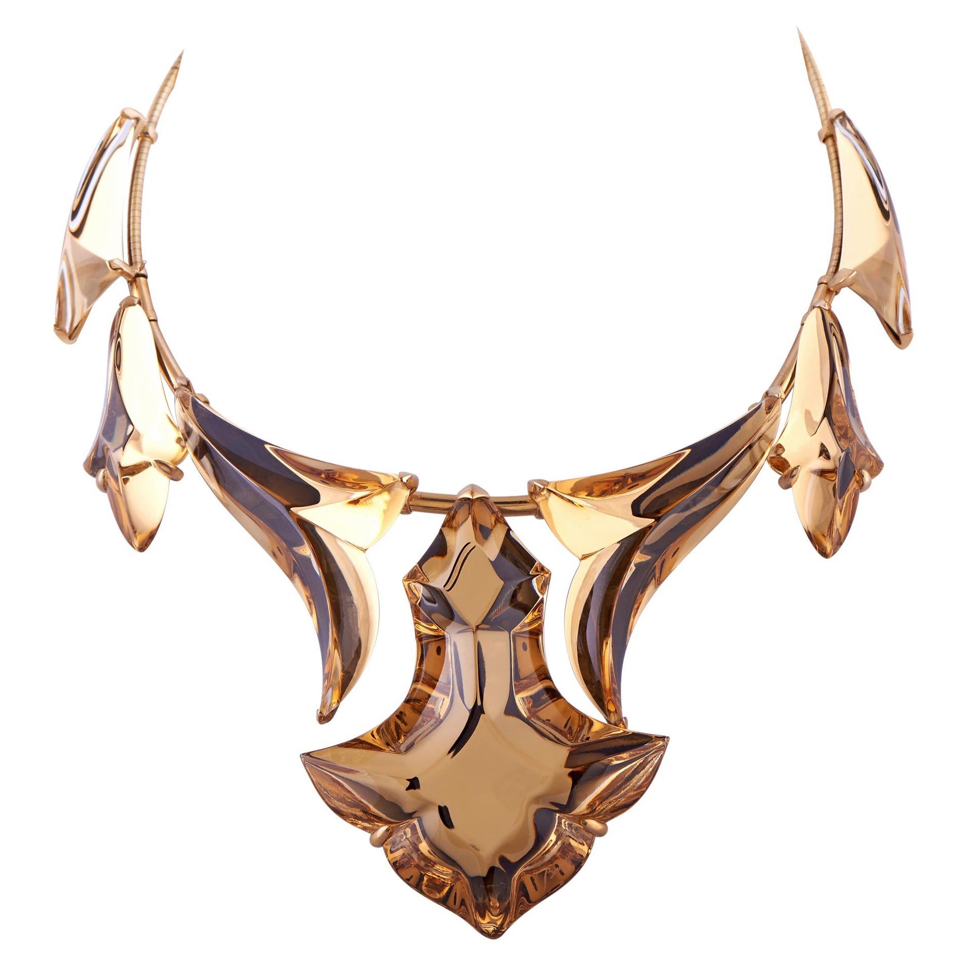 Baccarat Pampilles 18K Yellow Gold Crystal Mordor Collar Necklace