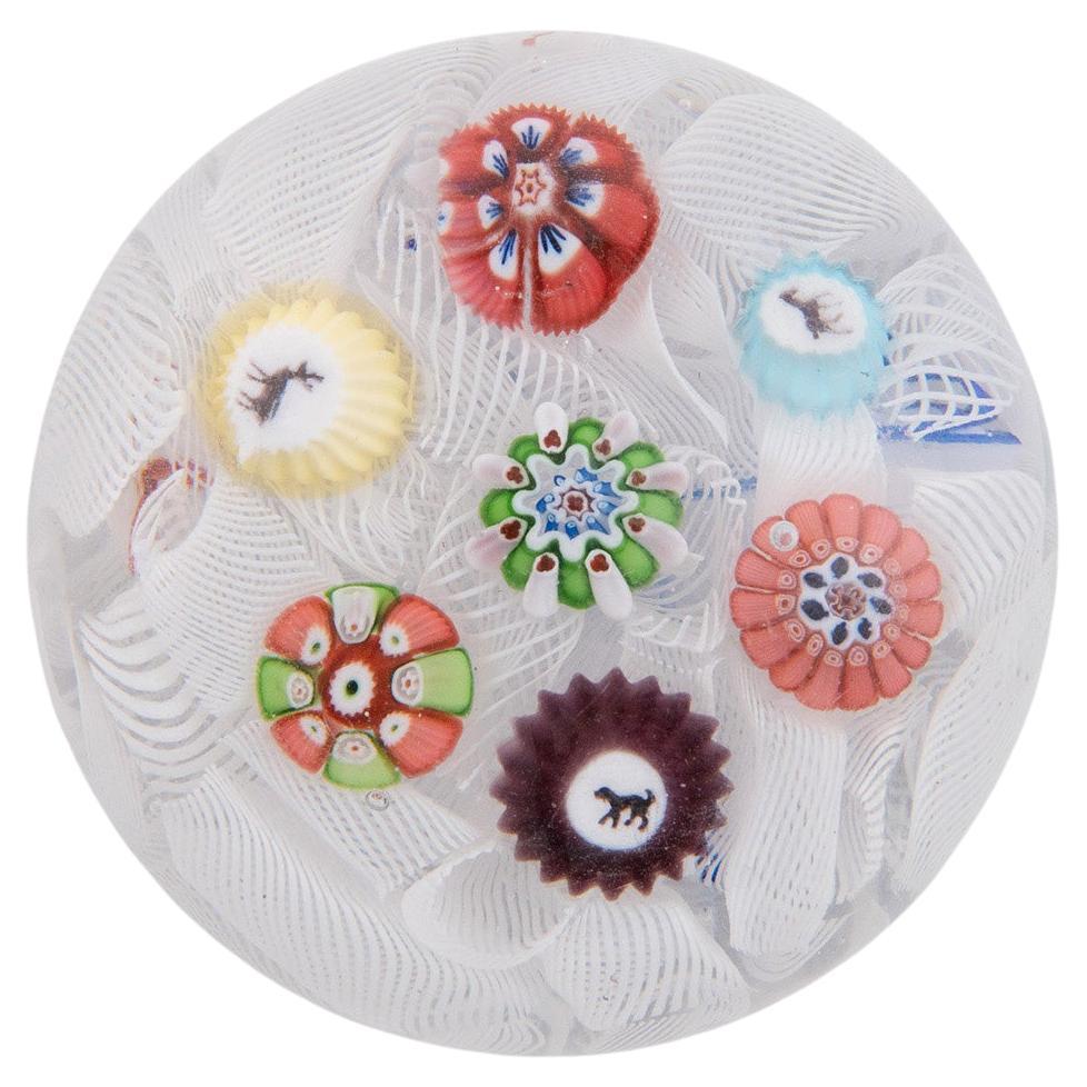 Pisapapeles Baccarat Miniatura Millefiori y Rejillas c1850