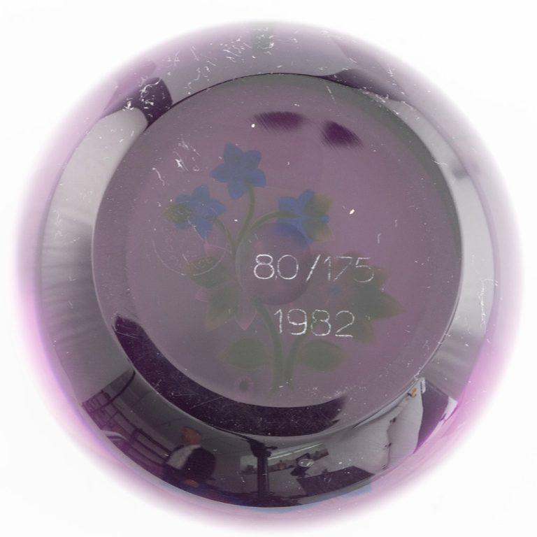 Glass Baccarat Paperweight With Lampwork Flowers 1982
