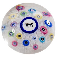 Fermacarte Baccarat con Millefiori e Silhouette di Cavallo Gridel, 1973