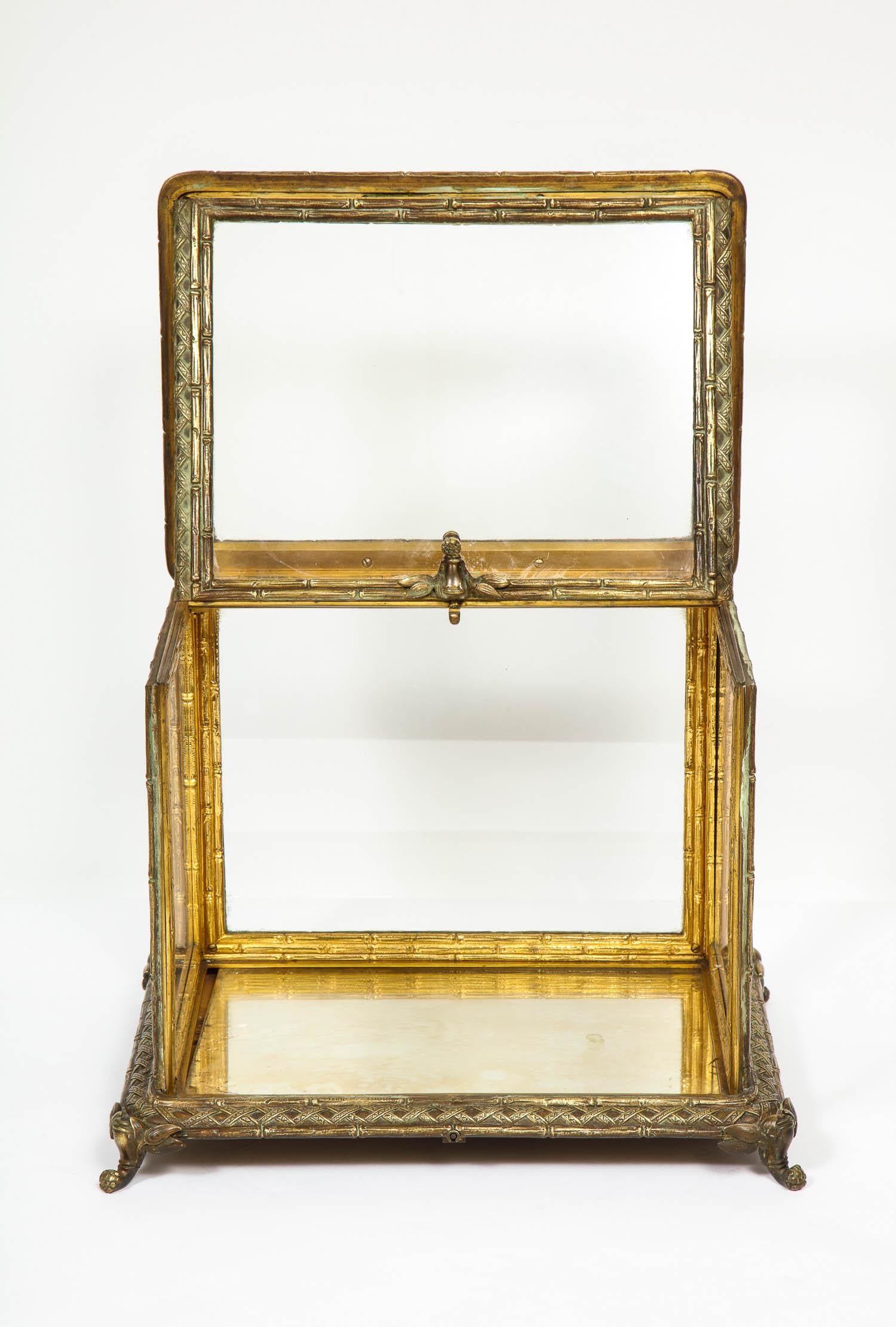 Japonisme Baccarat Paris, a French Bronze and Glass Table Vitrine Box Cabinet, circa 1880