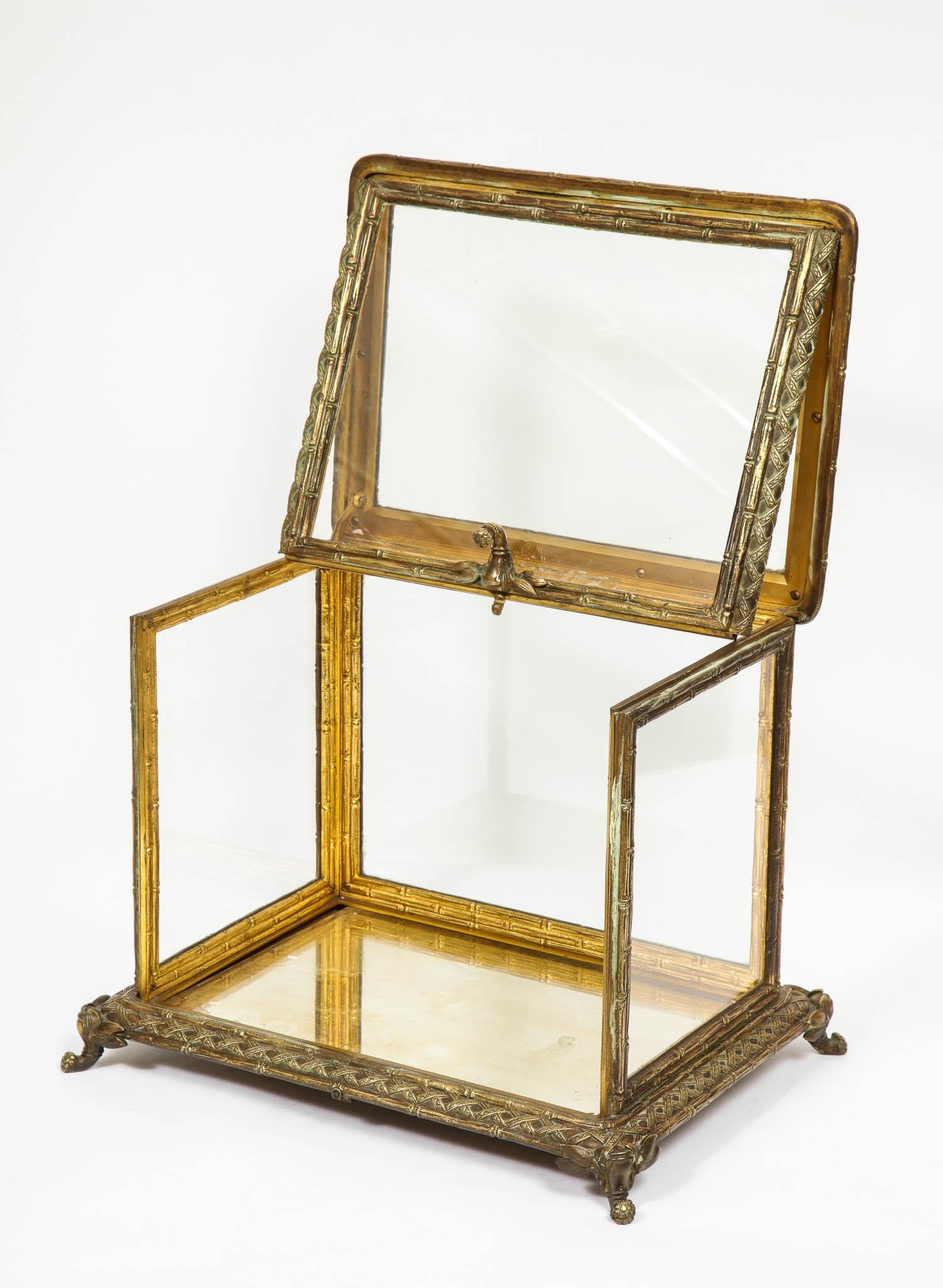 Baccarat Paris, a French Bronze and Glass Table Vitrine Box Cabinet, circa 1880 In Good Condition In New York, NY