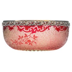 Baccarat Pattern, Bright Crimson, Acid Etched Bowl, 1900, France