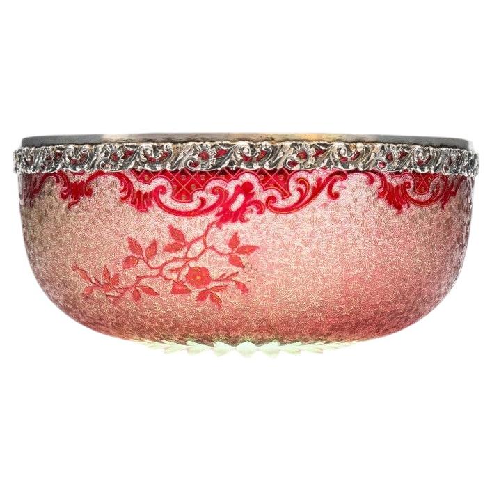 Baccarat Pattern, Bright Crimson, Acid Etched Bowl, 1900, France