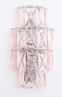 Baccarat Pink Crystal Wall Sconce, Mid-Century Modern Period