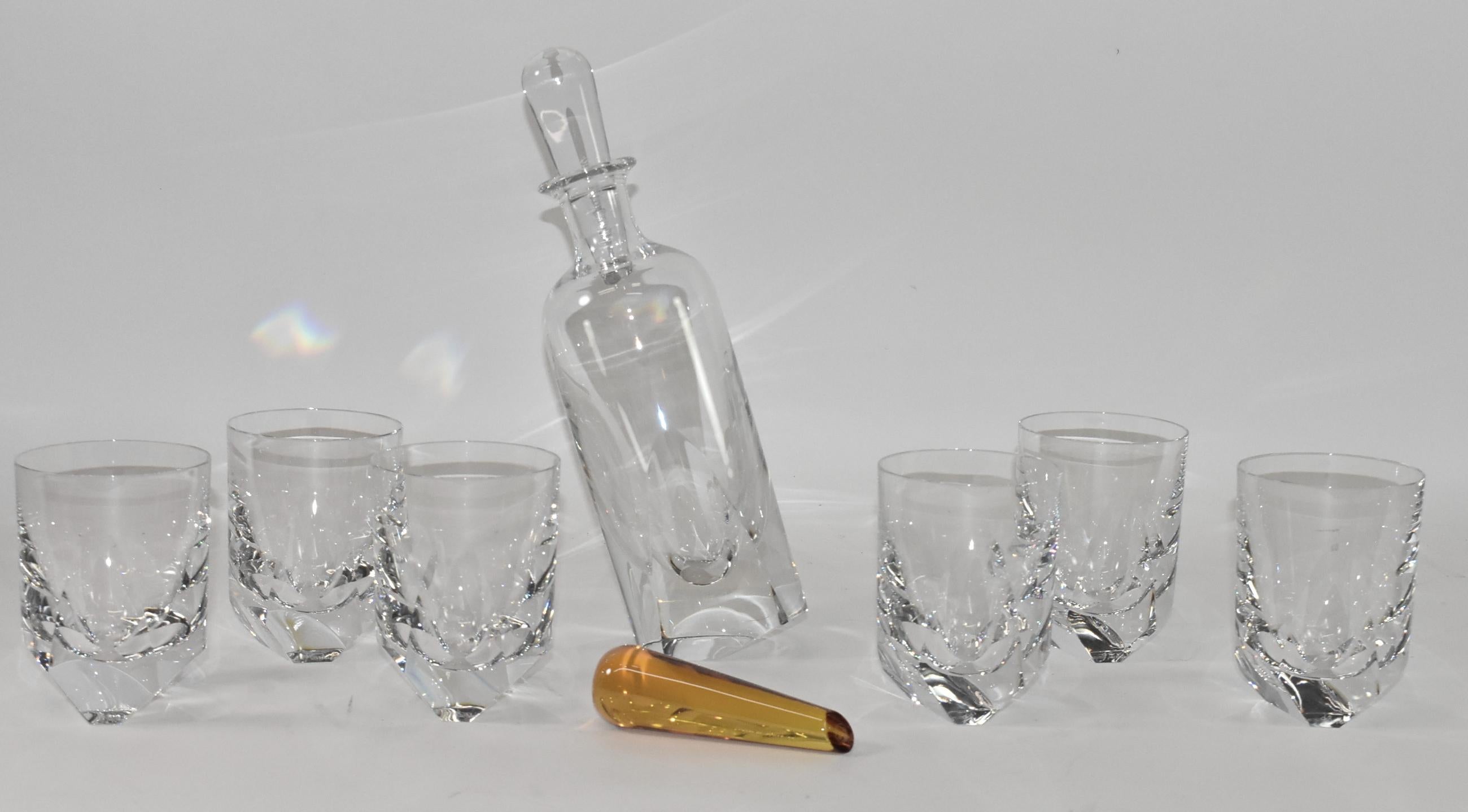 Thomas Bastide for Baccarat Crystal Decanter Set with 6 glasses. Thomas Bastide 20th Century signed Limited Edition Baccarat Crystal 